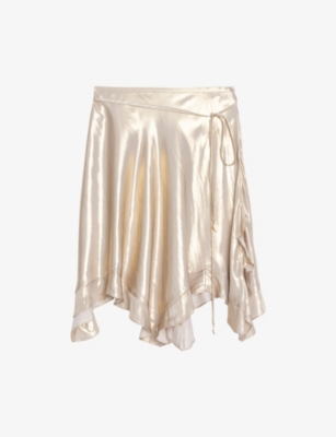 Jetos Asymmetric Satin Mini Skirt — Gold by Zadig & Voltaire